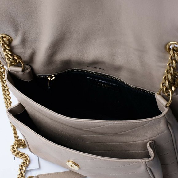 YSL Saint Laurent Niki Medium Bag Sac MNG Calfskin Shoulder Bag Purse Dark Beige - Picture 7 of 10